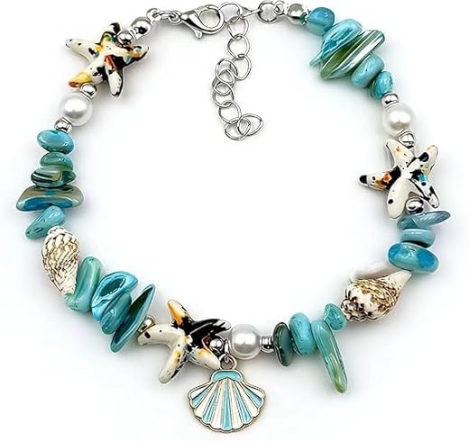 figurine Beach Jewellery for Women, Bohemian Beach Bracelet with Shell Design, Ideal for Vacations and Music Festivals, Li...