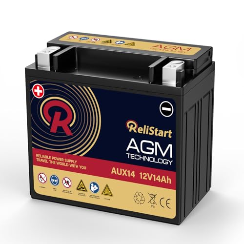 Relistart AUX14 Auxiliary Battery 12V 14Ah AGM Battery 200 CCA Rechargeable AGM Car Battery BCI Group Size 400 Maintenance Free Battery