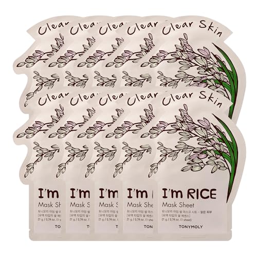 TONYMOLY I’m Rice Sheet Mask 10 Pack – Korean Skincare Face Mask for Hydrating, Brightening &...