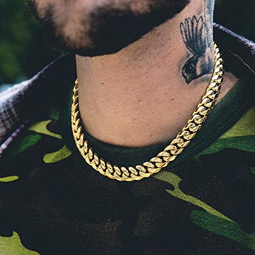 Py Bling Mens Heavy Miami Cuban Link Chain Choker 14K Gold Plated Hip Hop Thick Stainless Steel 8Mm-16Mm Necklace/Bracelet (14Mm,20) #TOP1