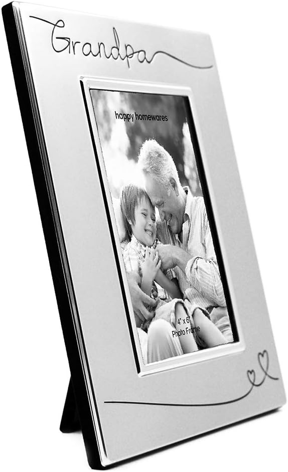 Haysom Interiors Beautiful Two Tone Silver Plated Grandpa 4" x 6" Picture Frame with Black Velvet | Unique and Thoughtful Gift Idea by Happy Homewares - Image 3