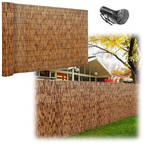 Clôture Cour Canisse Osier Roseaux Tressés À La Main Brise Vue Jardin Natte De Roseau – Style Campagne Décoration Extérieure Matériau Biodégradable