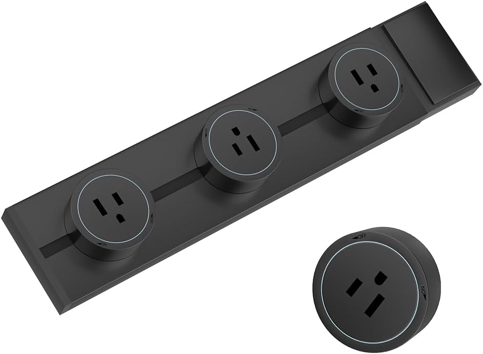 Surge Protector Power Strip, 8000W High Power Wall Track Outlet, Mobile Rail Socket with 3 AC Outlet adapters, for Modern Home Kitchen, Living Room (Black, 40cm/15.7in) Black 15.7 inches