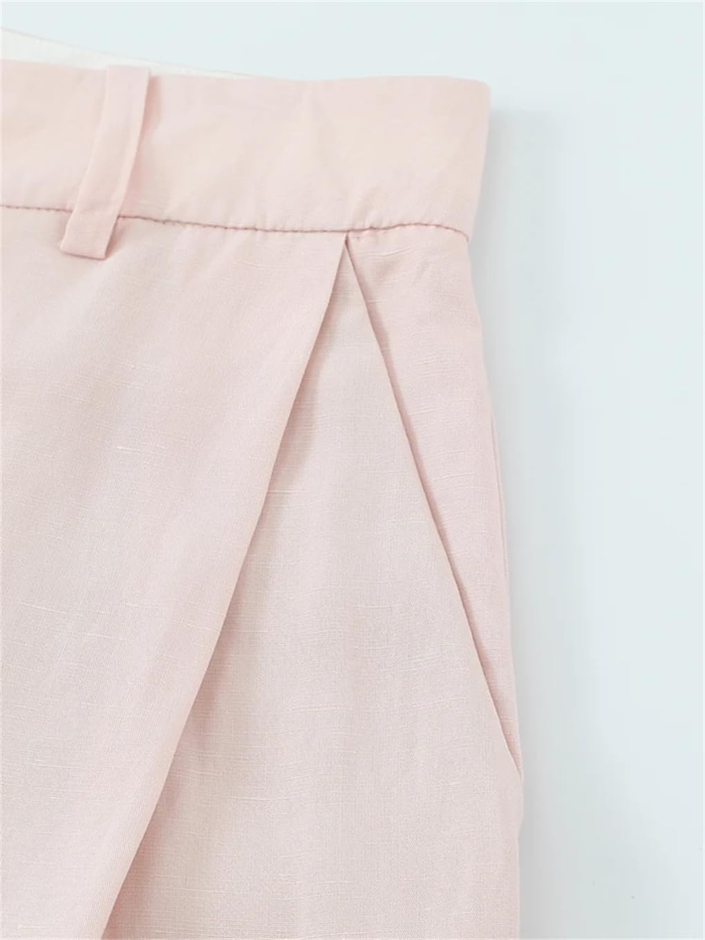 Women's Pleated Front Zip High Rise Wide Leg Pants