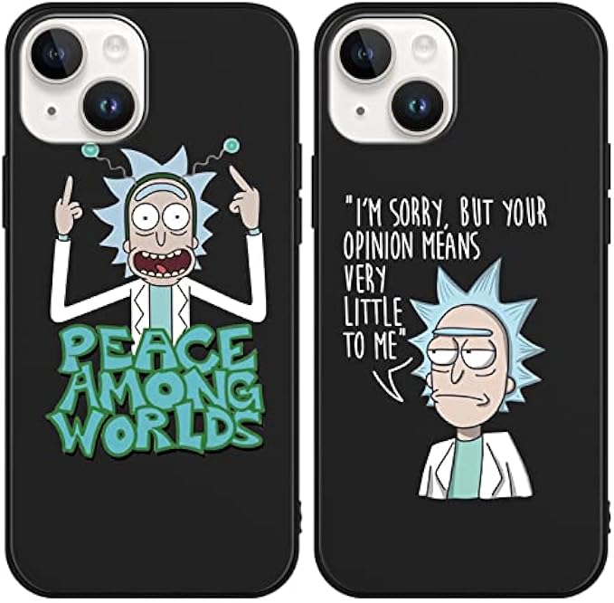 [2 Pack] Phone Case for Apple iPhone 14 / iPhone 13 Case 6.1", Cute Cartoon Character Cases, Manga Movie Design for Women Boys Kids Men Girls Teens, Fun Pattern Cover Soft TPU Funda for iPhone14, 3