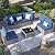 VONZOY Patio Furniture Set, 7-Piece Outdoor Sectional with Waterproof Cover, All-Weather Wicker Patio Conversation Sets for Backyard (Grey with Navy Cushion)