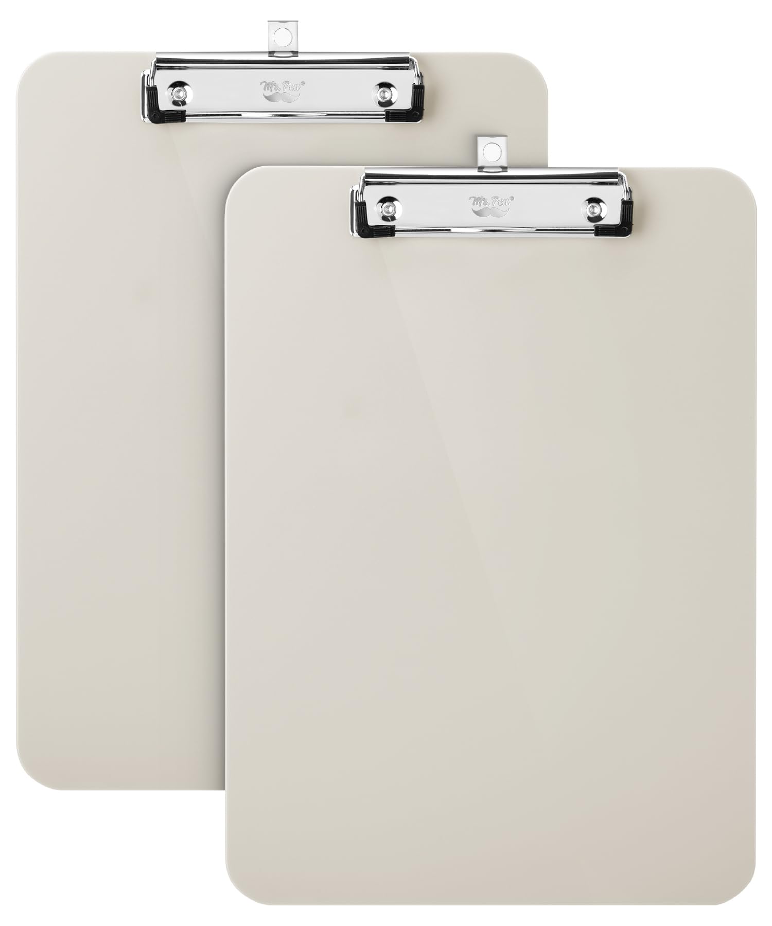 Mr. Pen- Plastic Clipboard, 12.5" x 9", 2 Pack, Silk Cream Clipboard Plastic, Low-Profile Metal Clip with Retractable Hanging Hole