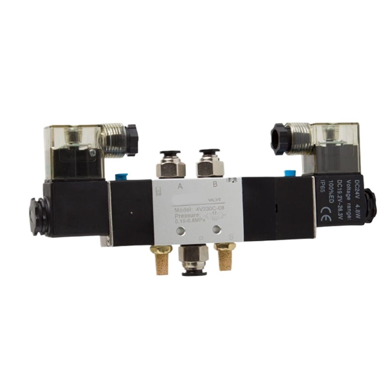Électrovanne 5 voies 4V130C-06 à fermeture centrale avec collecteur