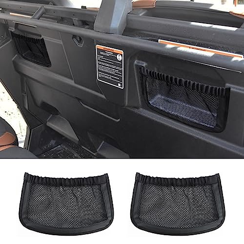 MARCHFA UTV Rear Backrest Storage Net Bag Compatible for Can Am Defender Max Accessories UTV Rear Cargo Bag Organizer Seat Mesh Pocket (2X Storage Net)