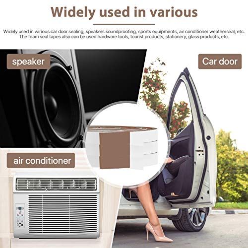 Futuwi Foam Weather Stripping-3 Rolls, 1/2 Inch Wide X 1/4 Inch Thick Total 20 Feet Long, Brown Foam Seal Tape For Door And Window Insulation(6.5Ft X 3 Rolls) #TOP6