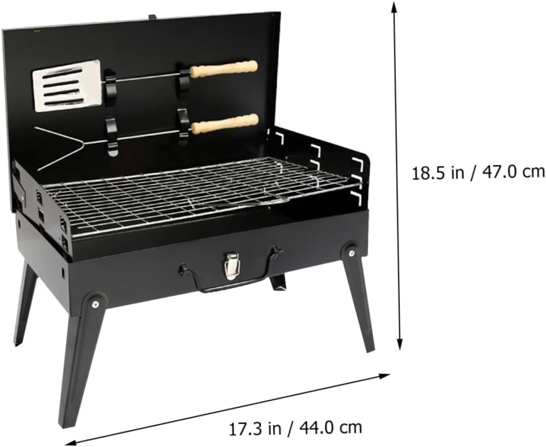 GLEAVI Portable Bbq Grill Folding Barbecue Stove with Accessories, 44x27x47cm Stainless Steel Outdoor Camping Grill for Picnic, Tailgating, and Backyard Cooking