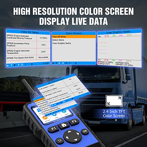 Obdresource Full Systems Heavy Duty Truck Scanner Tool Hdobd/Eobd/Obd2 Automotive Scanner Diagnostic Tool For Truck & Car 2 In 1 Code Reader For Most 12V 24V Diesel Vehicles thumb #4