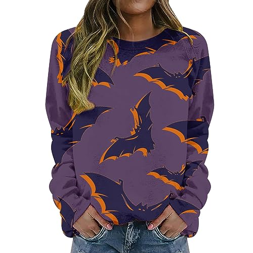 UIFLQXX Sweatshirts für Frauen Halloween Muster Casual Rundhalsausschnitt...