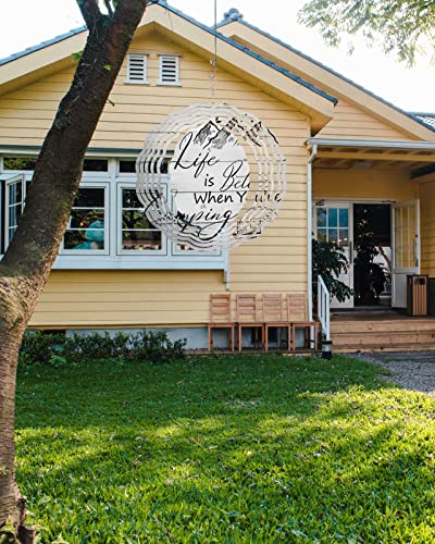 Rv Camping Truck Wind Spinners For Yard And Garden, 3D Stainless Steel Wind Spinner, Mountain Travel Rustic Wood Wind Sculptures Spinners Indoor Outdoor Hanging Crafts Ornaments 9.8 Inch #TOP2