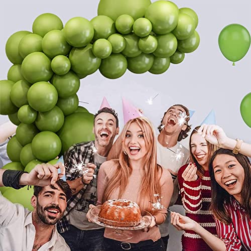 Image of Olive Green Retro Balloon Garland Kit 50 Pcs - Solid Olive Green Balloons Garland for Birthday, Baby Shower, Welcome Baby, Anniversary & Jungle Theme Party Decoration