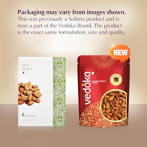 Image of Amazon Brand - Vedaka Whole Almonds | 1 Kg | Dried California Almonds, Grade Non-Pareil | Purely Natural Badam | Crunchy & Nutty | No Added Flavors or Preservatives