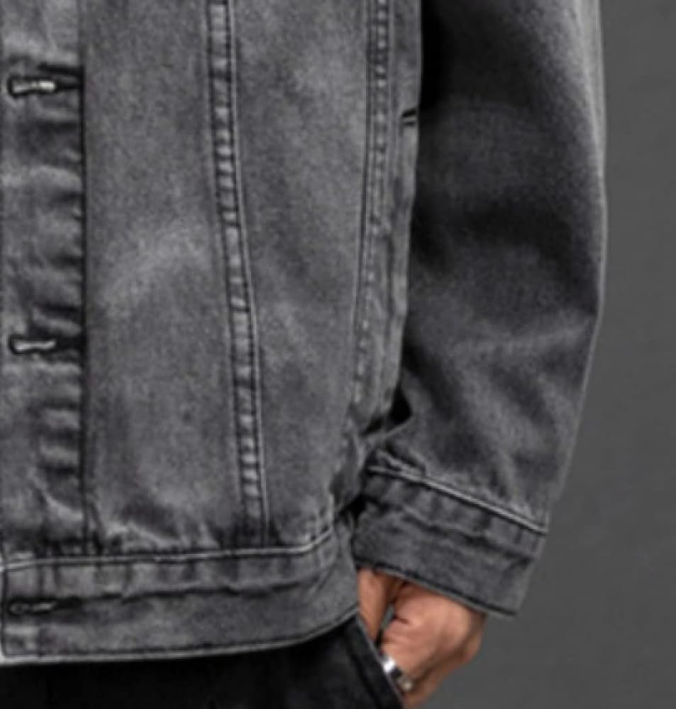 Veste en jean gris pour homme - Coupe ajustée - Bouton - Veste en jean classique, Veste Gris Fumé, M Veste en jean gris pour homme - Coupe ajustée - Bouton - Veste en jean classique, Veste Gris Fumé, M