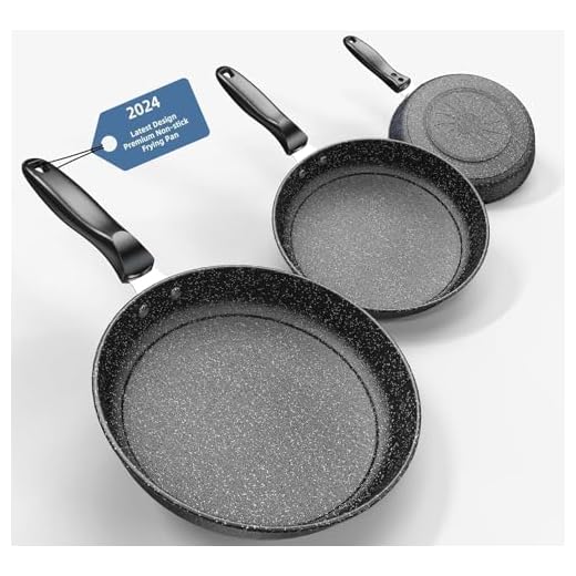 Set di padelle antiaderenti, padella in ghisa da 26 cm + 28 cm + 30 cm, set da 3 pezzi per cucinare, padelle professionali antiaderenti con manico resistente al freddo (ET1)