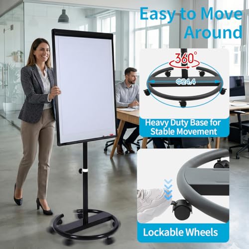 image for DexBoard 40 X 28 Inch Mobile Magnetic Whiteboard on Wheels, Rolling Dr