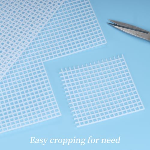 Image of 12 Pack 5 Count Plastic Mesh Canvas Sheets, 20 x 13 Inch Plastic Eye Mesh Sheets for Embroidery Crafting, Acrylic Yarn Crafting, Knit and Crochet Projects