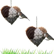 Handmade Fiber Bird Nesting Heart, Birds Nests Material Holder, Refillable Birds Haven, Winter Tree Shelter for Wild Birds, Hummingbird Houses Nest Boxes, Outside Garden Art Birdhouse 2
