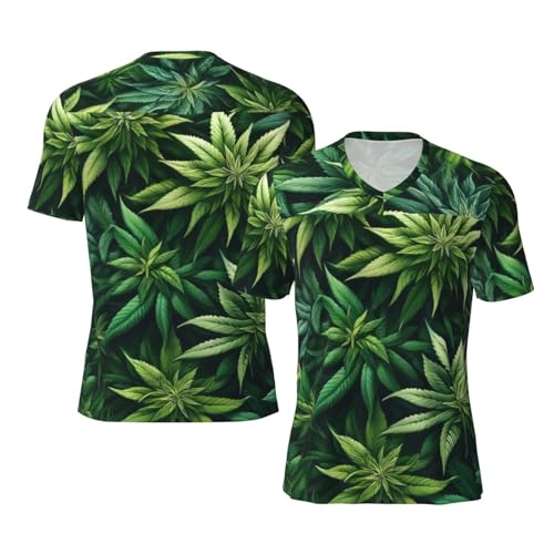 Stylish Athletic Sports Jersey Natural-Cannabis-Leaves Men's Rugby Jersey X-Large