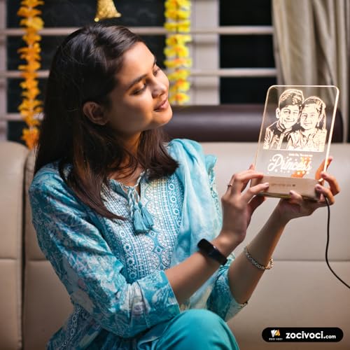 Image of ZOCI VOCI Rakshabandhan Gift for Sister, Cousin Or Sibling Acrylic Personalized Engraved LED Photo Lamp - | Unique Rakhi Gift for Brother (Princess Photo Lamp, Lamp Only)