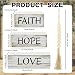 Christian Table Centerpiece Decor, 4 pcs Rustic Wooden Stacked Blocks with Faith Hope Love Signs, Wood Bead & Jute Tassel, Tiered Tray Decor for Home Office Mantle Living Room, Gifts for Christians