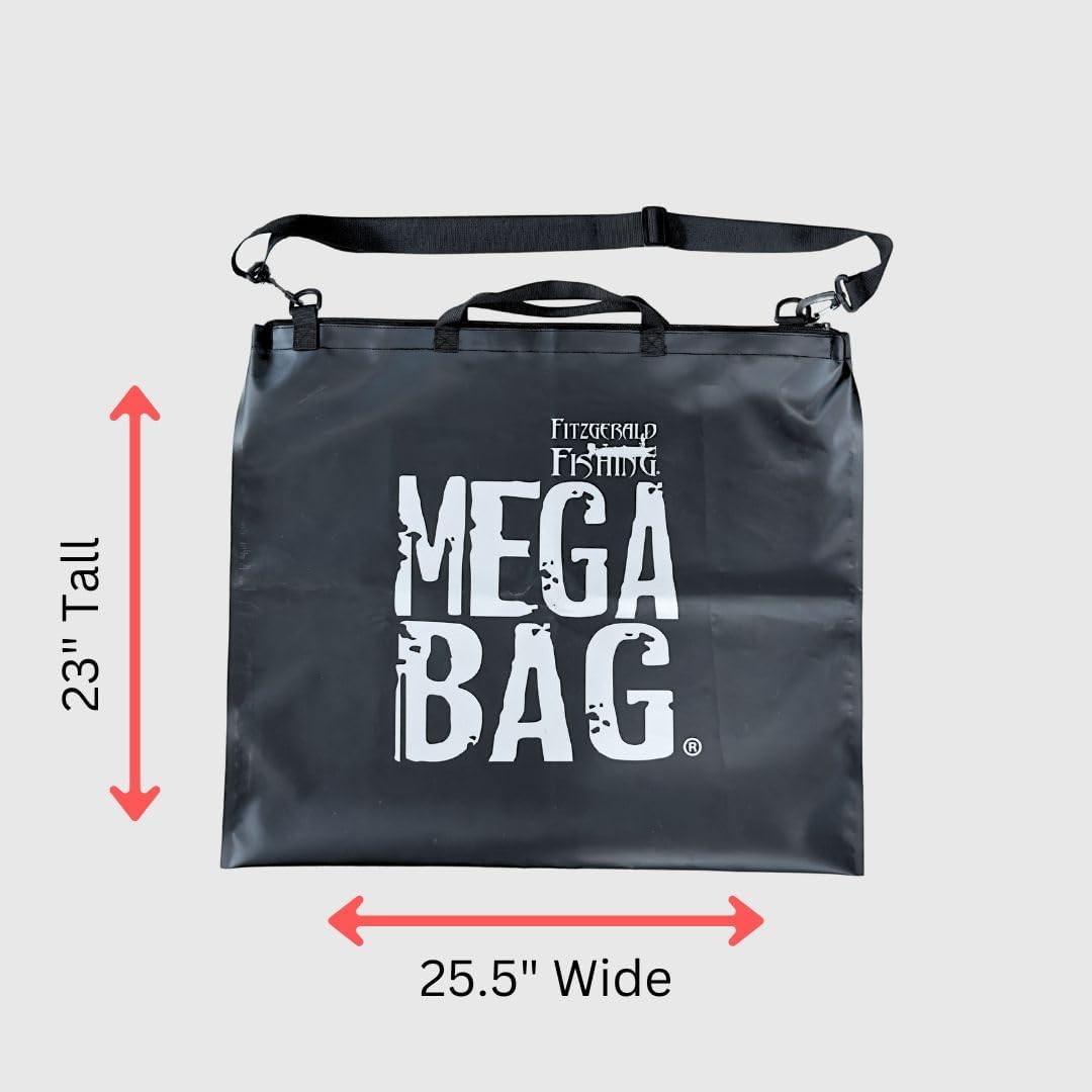 Fitzgerald Fishing Tournament Weigh in Fish Bag - Heavy Duty Fish Bags That Transport Fish Safely, are Leak and Rip Resistant, Include Zipper Closure - Mega Bag Logo