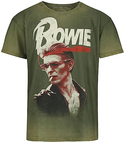 David Bowie Smoking Homme T-Shirt Manches Courtes Vert M 100% Coton Regular/Coupe Standard