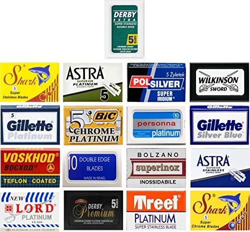 100 Excellent Quality Double Edge Razor Blades Sampler (17 different brands)