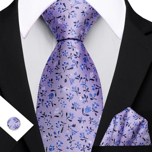 Image of Barry.Wang Ties for Men Silk Tie Sets Polka Dot Woven Necktie Pocket Square Cufflinks Business Wedding