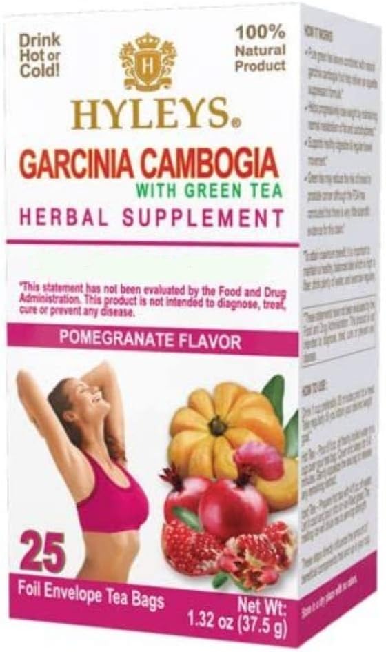 HYLEYS Tea Garcinia Cambogia Green Tea with Pomegranate Flavor - 25 Tea Bags
