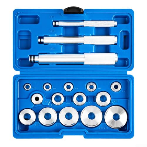 Juego de 17 piezas de instalación de rodamientos y sellos para rodamientos de rueda, kit de herramientas de aleación de aluminio con 9 discos de conductor, compatible con coches, camiones, SUV, para