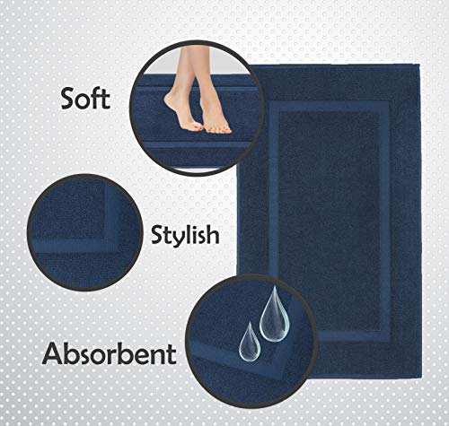 100% Cotton Bath Mats for Bathroom Floor Set of 2 Pack, 20x34 Soft Absorbent Washable Quick Dry Tub Bathmat, Navy Blue by American Bath Towels - Used condition - Image 6