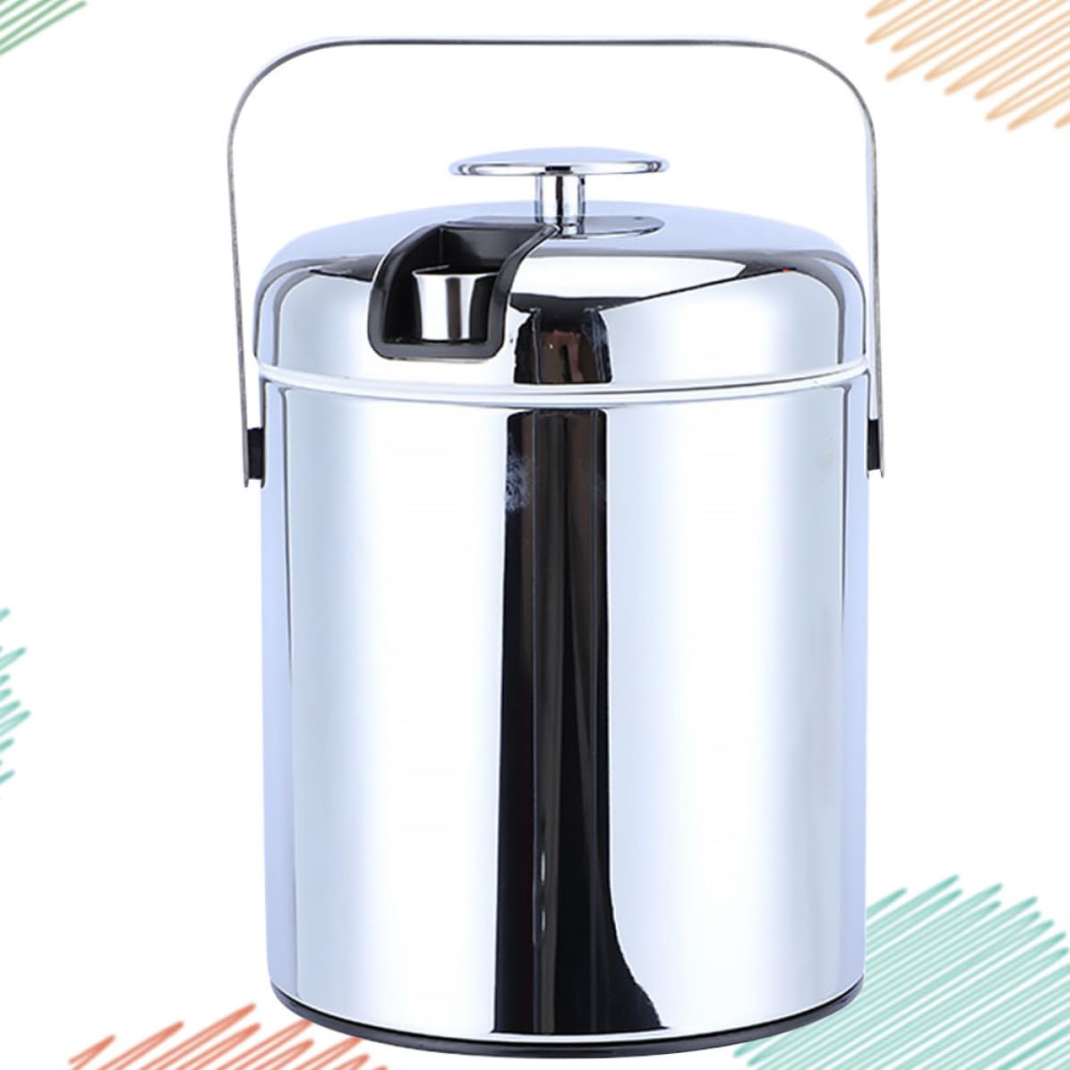 Secchiello per Il Ghiaccio in Acciaio Inox da 1,3L, contenitori Ghiaccio con Coperchio, Isolamento Termico, per Bar