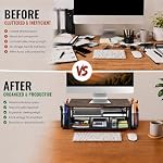 Riser de support de moniteur en bois avec tiroir & 2 Porte-stylos 2-Tier Organisateur de bureau et de stockage, Riser de moniteur de bureau pour ordinateur portable iMac et accessoires de bureau d'accueil, Brown