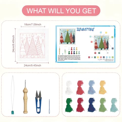 Image of BEUNITONE Punch Needle Kit for Beginners Adults - Christmas Grove Design