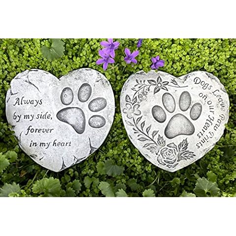 BWG Set Of 2 Pet/Dog Heart Quote Garden Memorial Grave Remembrance Stones Plaques 16cm Cover