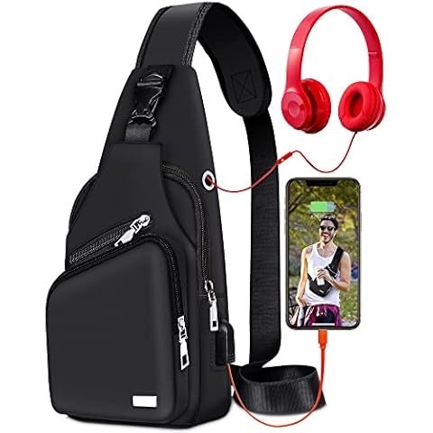 Codoule Sling Shoulder Bag Crossbody Backpack for Men Hiking Daypack Multipurpose Cross Body Chest Bag with USB Charger Hole & Headphone Hole for Outdoor Walking Travel Cover