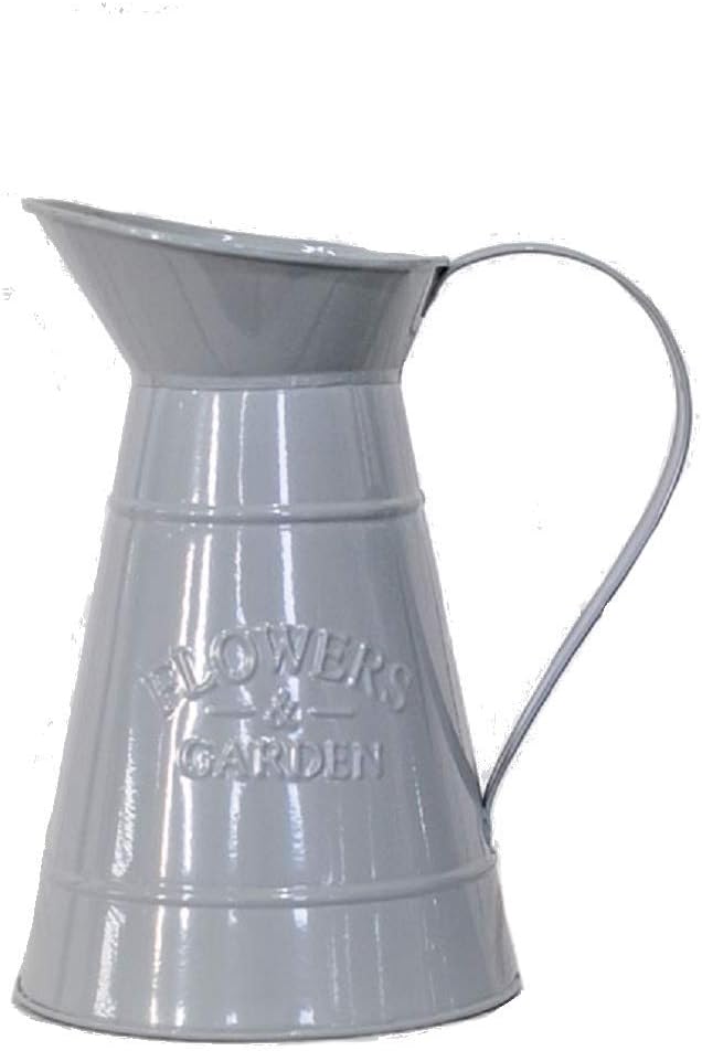 Flowers & Garden Vintage Style Grey Metal Chic N Shabby Decorative JUG Pitcher…