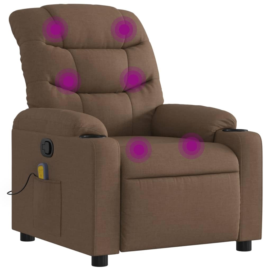 Fauteuil de Massage inclinable Marron Tissu Fauteuil de Relaxation, Siège de Chaise pour Relax, Salon, Maison, Bureau, Chambre à Coucher -K
