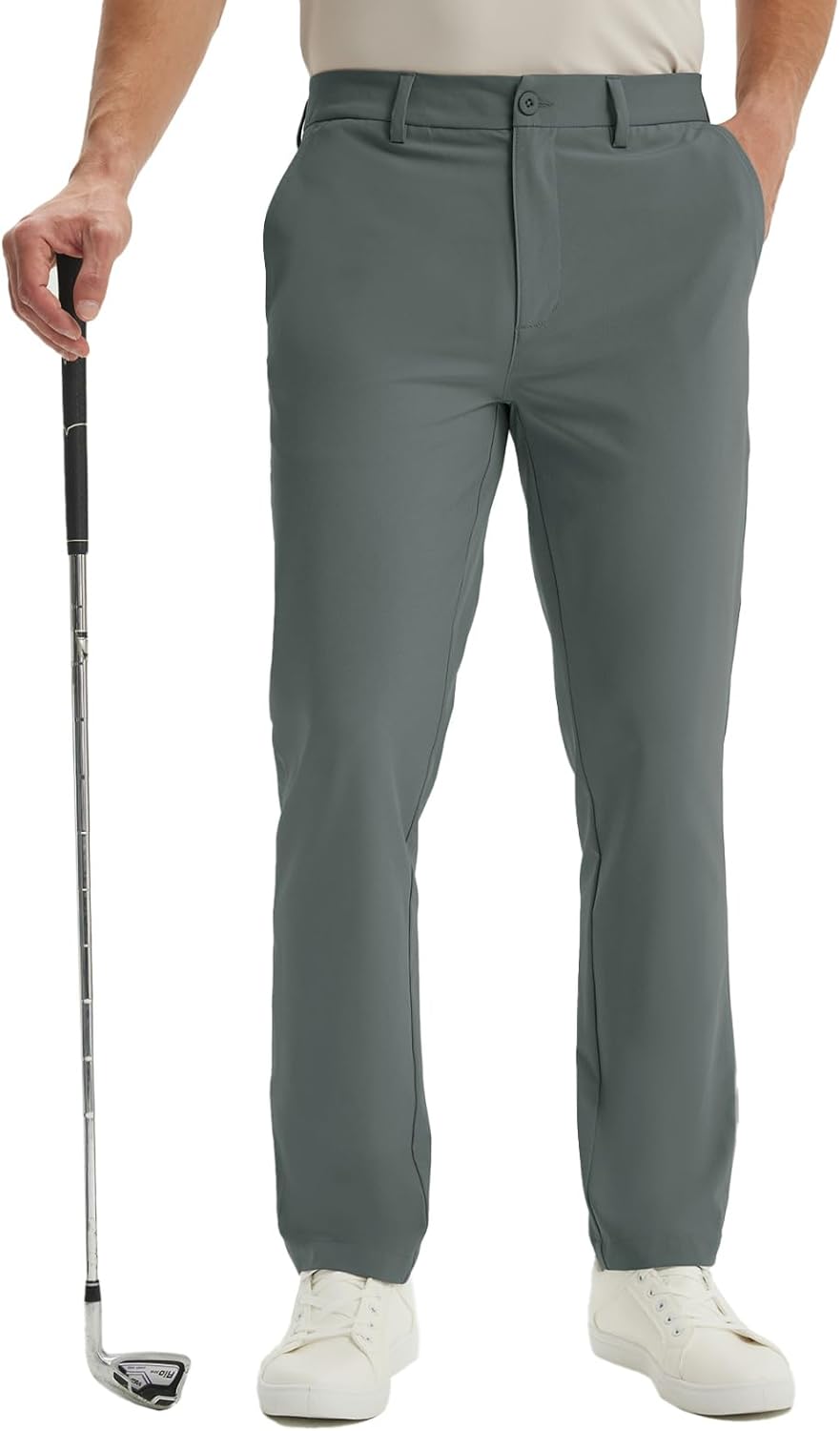 M MAELREG Mens Golf Pants with 4 Pockets - 30"/32"/34" Lightweight Water Repellent Work Dress Pants Casual Comfy Trousers