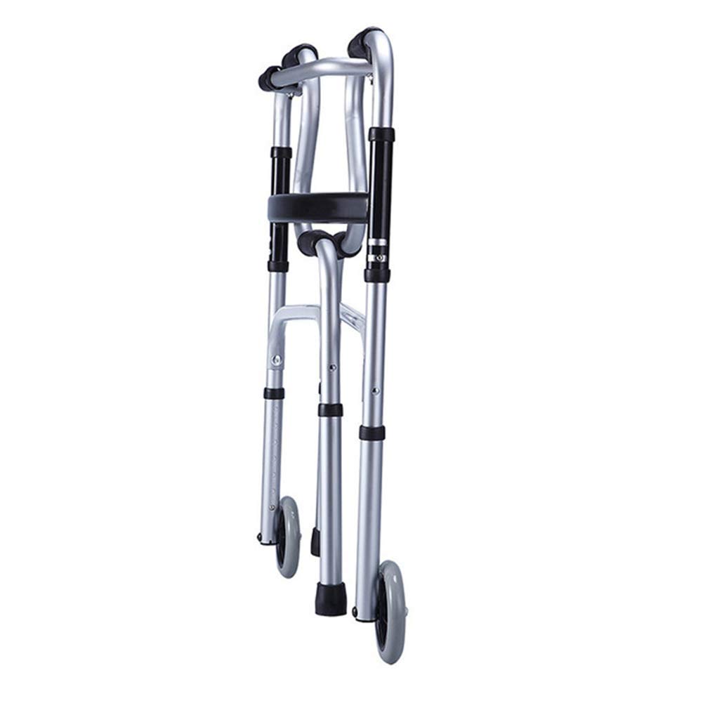 Leichter Gehrahmen Standard Walkers Rollator Walker Klappbare Unterarmstütze mit Sitz Vierrädriger Rollator für Senioren/Behinderte (Vierbein-Rohr) (mit 2 Runden)
