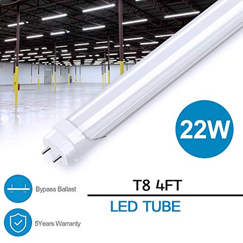 CNSUNWAY LIGHTING T8 T12 LED Bulbs 4 Foot, 22W (45W Equivalent), Dual-End Powered, Ballast Bypass, 5000K Daylight, 2400LM, Frosted Cover, Replace Bi-Pin Fluorescent Light Fixture(4-Pack) - Thumbnail 2