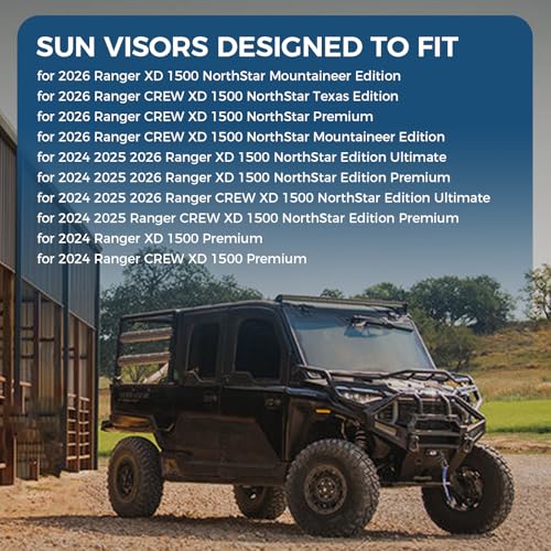 2890571 Sun Visors for Polaris Ranger Crew XD 1500 Northstar Mountaineer Edition Premium 2024 2025 2026, Anti Glare Visor UTV Protection Sun Visor Shield Blockers w/Adjustable Angle by Generic - Used condition - Image 2