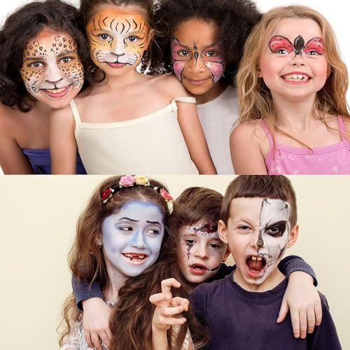 Image of UCANBE Face & Body Paint, Water Activated SFX Makeup Palette - Extra Large White & Black Pan, Professional 18 Color Safe Non Toxic Art Painting Kit for Halloween, Cosplay, Parties, Theater & Stage