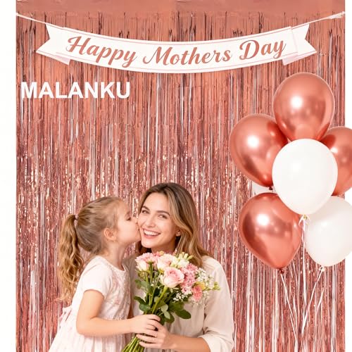 Rose Gold Srteamers Party Backdrop 2 piezas 1x2 m miniatura 6