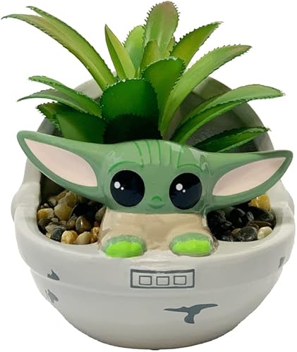 Star Wars Mandalorian Baby Yoda - Maceta de cerámica sintética para suculentas, 4 pulgadas