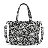 Vera Bradley Women's Cotton Multi-Strap Shoulder Satchel Purse, Black Bandana Medallion, One Size